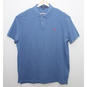 Polo Ralph Lauren Mens Collared Blue Shirt XLTG Tall Cotton Red Logo Classic Fit